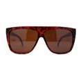 thumbnail image 1 of Mens Classic Flat Top Oversize Gangster Rectangle Plastic Sunglasses Red Tortoise Brown, 1 of 4