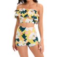 thumbnail image 3 of Womens Two Piece Swimsuits Ruffle One Shoulder Bathing Suit Floral Print Swimwear with Boyshorts, 3 of 6