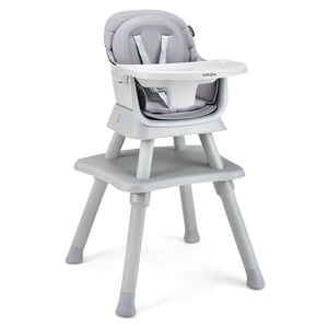 Pemberly Row 8 en 1 Chaise haute bébé convertible Booster de salle à manger Siège Gris