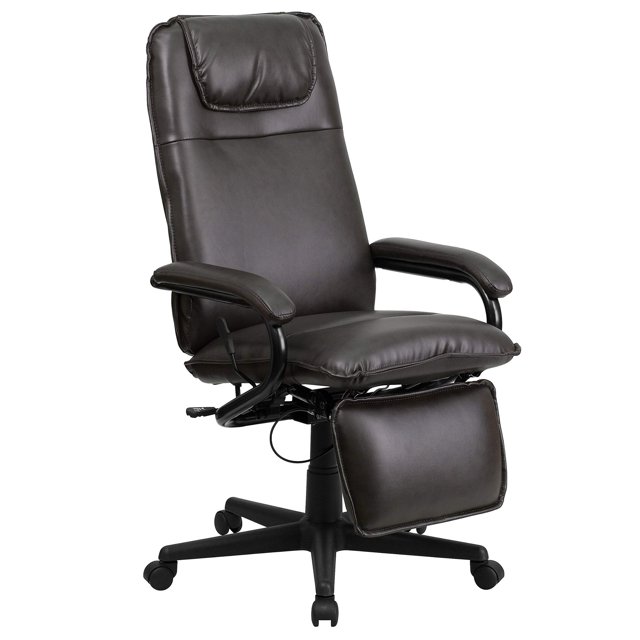 Scranton & Co High Back Leather Reclining Office Chair in Brown