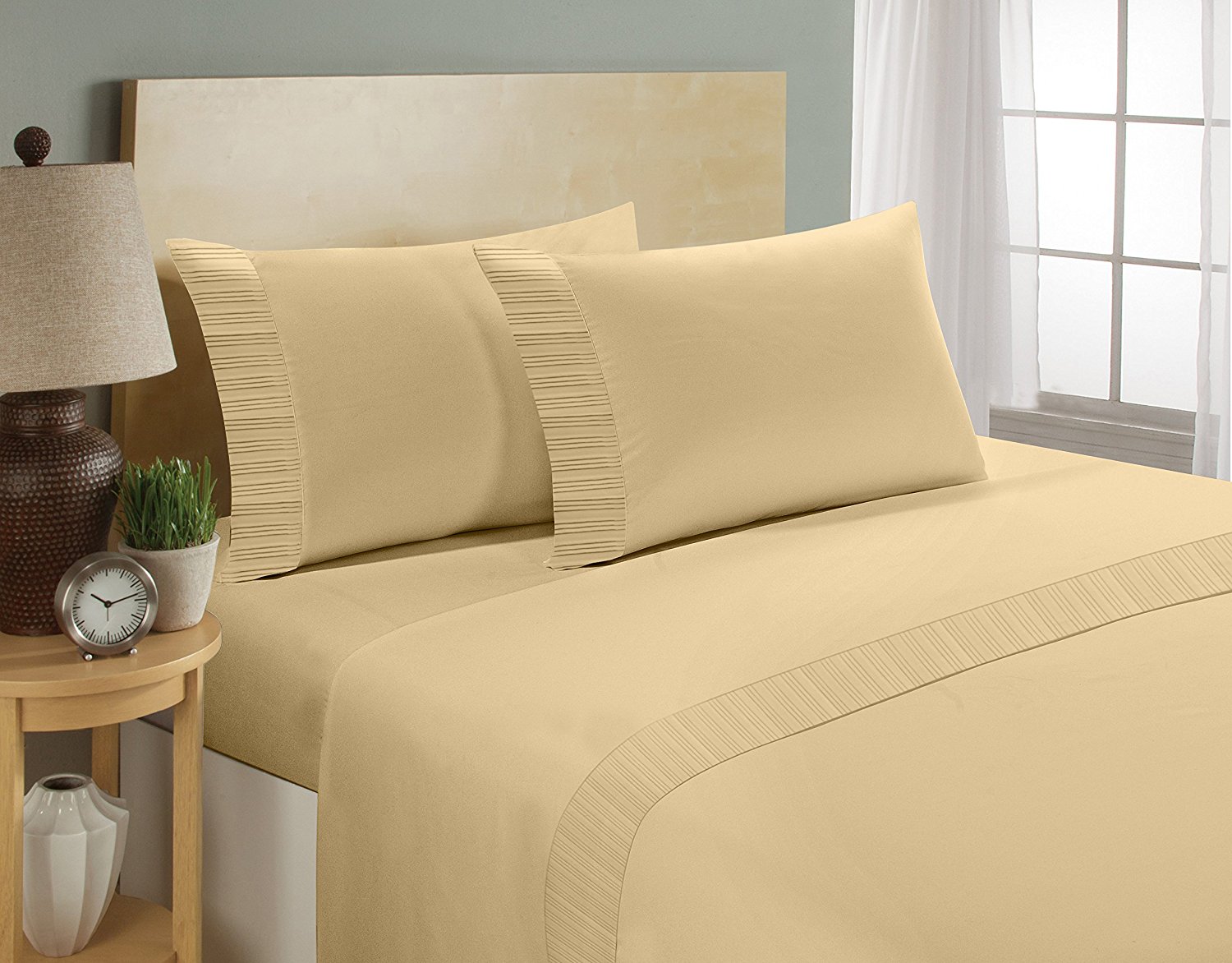 Home Sweet Home London 1800 Series - Microfiber Deep Pocket Twin Bed Sheets Set (Taupe)