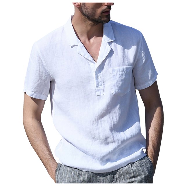Fridja Chemise Habillée pour Homme d'Été, Couleur Unie, Col Rabattu, Manches Courtes, Imprimée Performance, Boutonnée, Chemise de Jeu de Quilles Décontractée pour la Maison et les Loisirs (Blanc, M)