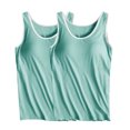 thumbnail image 1 of TIMIFIS Débardeurs de Yoga pour Femmes Verts en Modal avec Soutien-Gorge Intégré Rembourré Hauts d'Été Col Rond Camisoles Sans Manches Couche sous-Maillots Lot de 2, 1 of 2