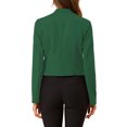 thumbnail image 3 of Blazer de Travail pour Femme Sans Col, Veste de Tailleur Décontractée de Bureau, Blazer Court, P Vert Foncé, 3 of 8