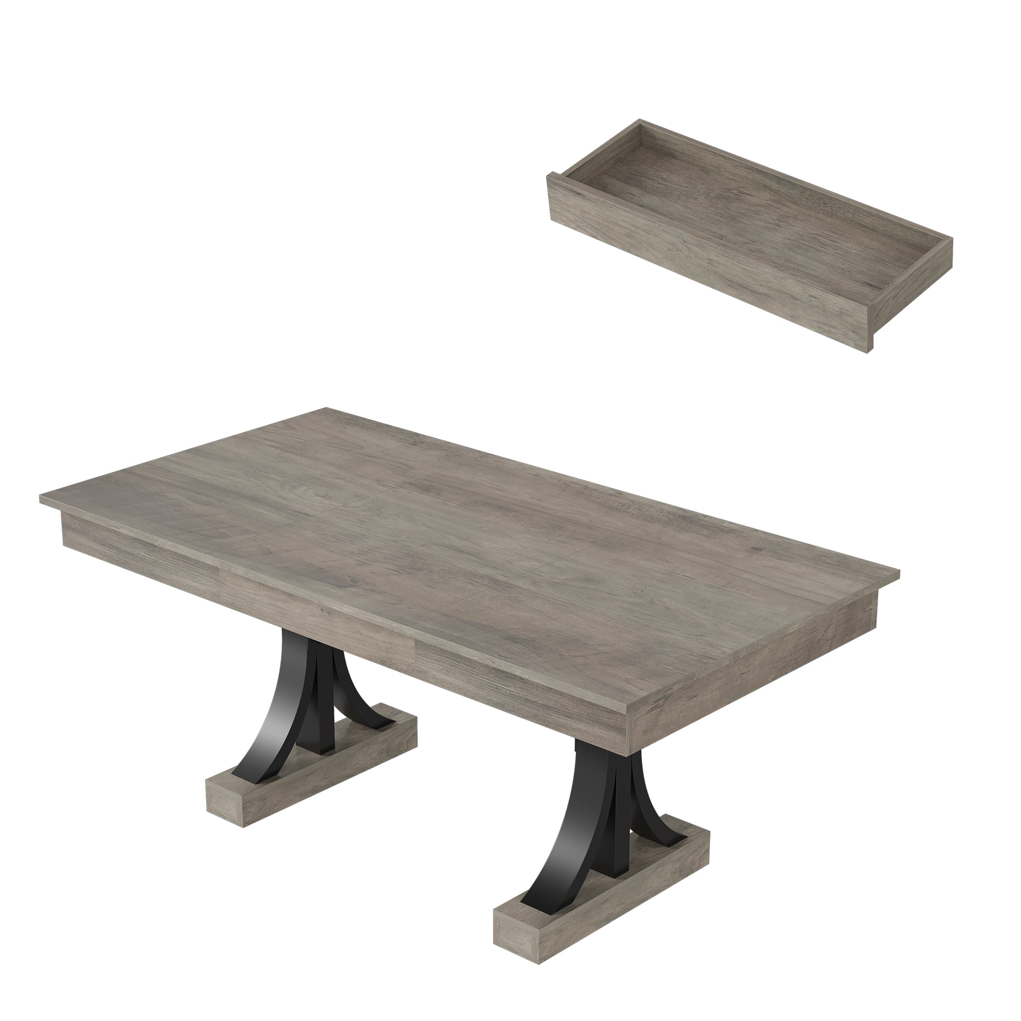 71-Inch Dining Table for 6-8 People,Wooden Kitchen Table with 2 Drawers,Rectangular Farmhouse Dinner Table