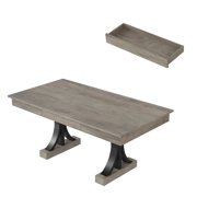 BeesClover 71-Inch Dining Table for 6-8, Rectangular Kitchen Table with 2 Drawers, Double Pedestal Base and Large Tabletop, Industrial Dining Room Table for Family Meals