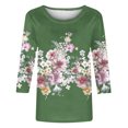 thumbnail image 4 of Xihbxyly Hauts pour Femmes Décontractés Mode pour Femmes Manches Trois Quarts Rétro Col Rond Imprimé de Pâques Hauts Amples Blouse, 4 of 4