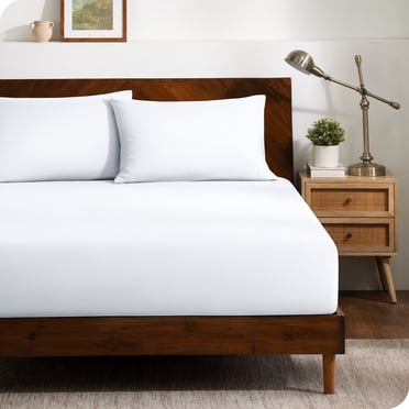 Bare Home Ultra-Soft Fitted Sheet + Pillowcase Set - Premium 1800 Collection - Deep Pocket - Twin XL, White