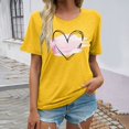 thumbnail image 2 of LUOGENLI T-shirts pour Femme pour Femmes Mode Décontractée T-shirts Imprimés Col Rond Manches Courtes T-Shirt Hauts Tunique Blouse T-shirts pour Femmes T-shirts Graphiques T-shirts Pêche Saint-Valentin Jaune m, 2 of 4
