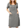 thumbnail image 2 of Gspmoly Robes d'Été pour Femmes, Mode d'Été pour Femmes Robe Mi-Mollet à Manches Courtes à Col Rond Robe Imprimée Robe de Cocktail Économies, 2 of 8