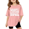 thumbnail image 1 of Girls Summer Oversized T-Shirts - Short Sleeve, Crewneck, Solid Color - Casual Basic Tops, 3-14 Years, 1 of 5