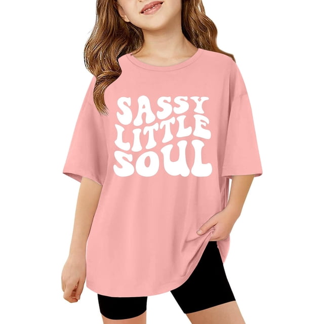 Girls Summer Oversized T-Shirts - Short Sleeve, Crewneck, Solid Color - Casual Basic Tops, 3-14 Years