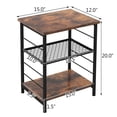 thumbnail image 2 of Gymax 3-Tier Side Table Industrial End Table w/ Adjustable Height Metal Mesh Shelf, 2 of 9