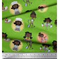 thumbnail image 3 of Soimoi Green Crepe Silk Fabric Circle,Cook & Working Girl Decor Fabric Printed Yard 42 Inch Wide, 3 of 3