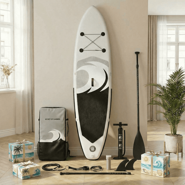 Planche à Pagaie Gonflable 305x80x16 Cm – Stable, Légère, Avec Accessoires (pompe Rapide, Sac, Pagaie) – Idéale Surf, Pêche, Yoga, Balade En Famille