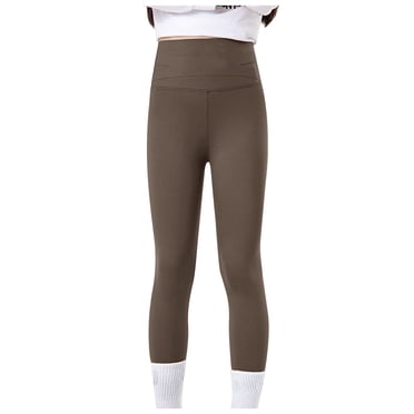 MIASHUI Girls Athletic Leggings High Waist Kids Pants Yoga Active Dance Running Tights,Coffee,12-14 Years