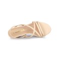 thumbnail image 4 of BLISSFUL STEP Women's Solid Color Strappy Slingback Block High Heels Sandals Beige Pink 5, 4 of 7