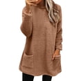 thumbnail image 1 of SNKSDGM Chandails d'Halloween pour Femmes Grande Taille Chandail à Col Rond pour Femmes Chandail Uni d'Automne et d'Hiver Chaud à Col Rond à Manches Longues avec Poche Robe Sanitaire Décontractée TTG, 1 of 6