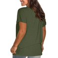 thumbnail image 2 of WTXUE T-Shirts à Manches Courtes, Chandails à Col Rond pour Femmes Chandails en Coton Chandails Amples T-Shirts Hauts Amples Unis / Décontractés pour Femmes Green S, 2 of 8