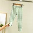 thumbnail image 2 of MIASHUI Leggings pour Filles Confortables Extensibles Pantalon Pleine Longueur Collants Doux à Imprimé Rayé, Vert, 3-4 Ans, 2 of 4
