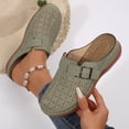 thumbnail image 2 of Sabots pour Femmes Mules à Enfiler Bout Fermé Sabot Boucle Décor Ajouré Respirant Confortable Mule à Talon Compensé Vert, 2 of 9