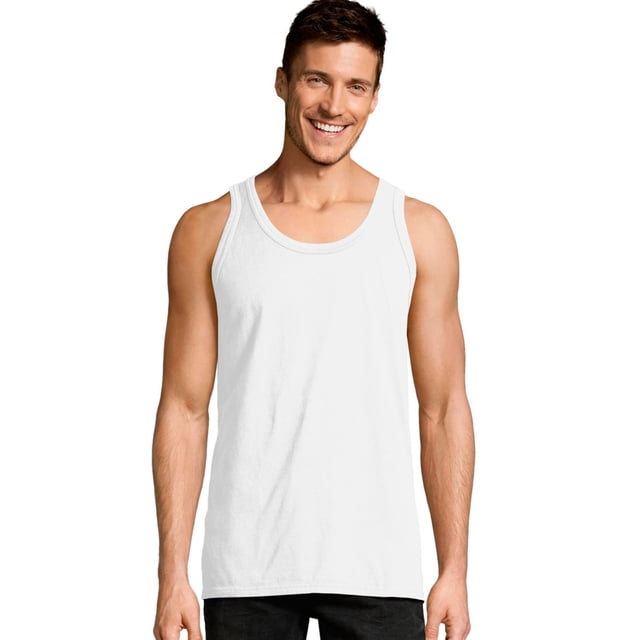 Hanes Homme ComfortWash Débardeur Sans Manches Teint en Pièce, 3TG, Blanc