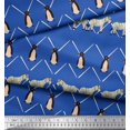thumbnail image 3 of Soimoi Blue Velvet Fabric Penguin & Stripe Animal Fabric Prints by Yard 58 Inch Wide, 3 of 3