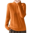 thumbnail image 1 of cfhntfmh Sweaters for Women Mock Neck Long Sleeve Solid Sweater Tops Fall Fashion 2024 Cable Knit Pullover Sweaters, 1 of 3