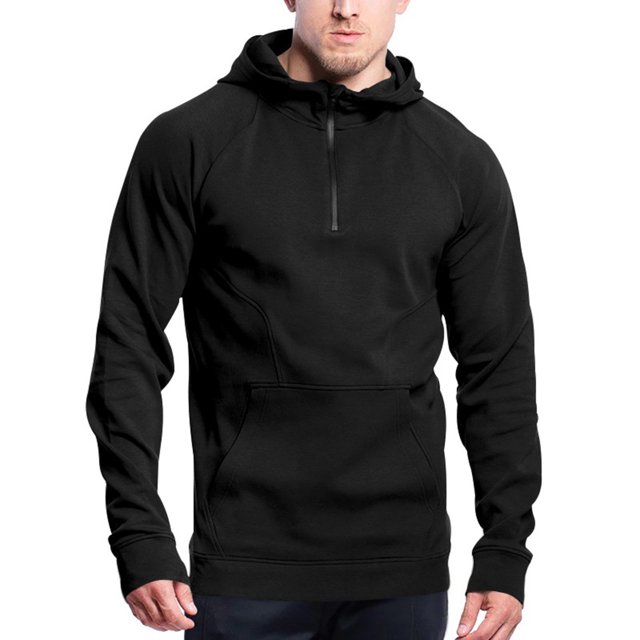 Men's Fashion Casual Pullover Solid Color Splice Long Sleeve Hooded Blouses Tops RXIRUCGD Noir, Taille: S