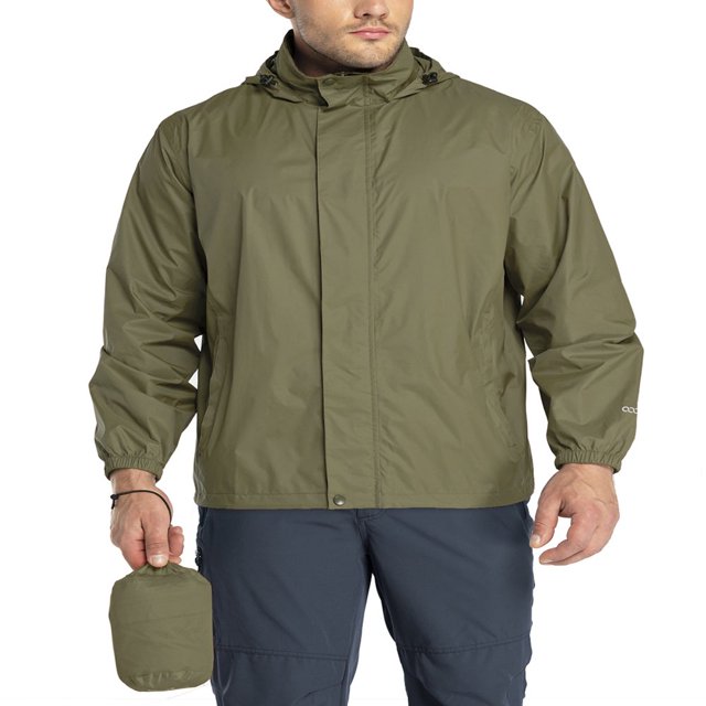 33 000ft Men‘s Packable Rain Jacket Hooded Lightweight Waterproof Rain Shell Jacket Raincoat for Hiking Golf Cycling