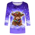 thumbnail image 5 of Staron Liquidation d'Été Hauts pour Femmes Manches 3/4 Animaux de Dessin Animé Tunique à Col Rond Hauts T-Shirts Basiques Chic Décontracté Hauts Amples Blouses Fluides, 5 of 5