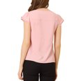 thumbnail image 3 of INSPIRE CHIC Women's Solid Blouse V Neck Ruffle Cap Sleeve Lightweight Work Blouse XL Light Pink, 3 of 7