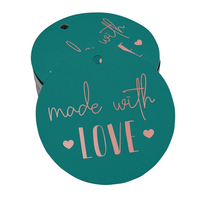 Inkdotpot 100 Pack Real Rose Gold Foil Paper Tags Made With Love Text Favor Hang Tags