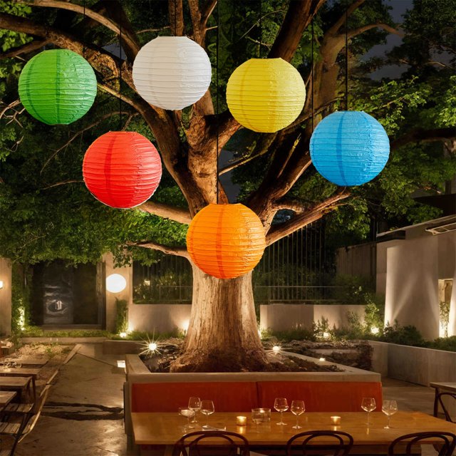 Paper Lanterns Blue Paper Lanterns 30x30cm Traditional Solid Color Lampshade for Spring Courtyard Decoration 1Pcs JASKFLY