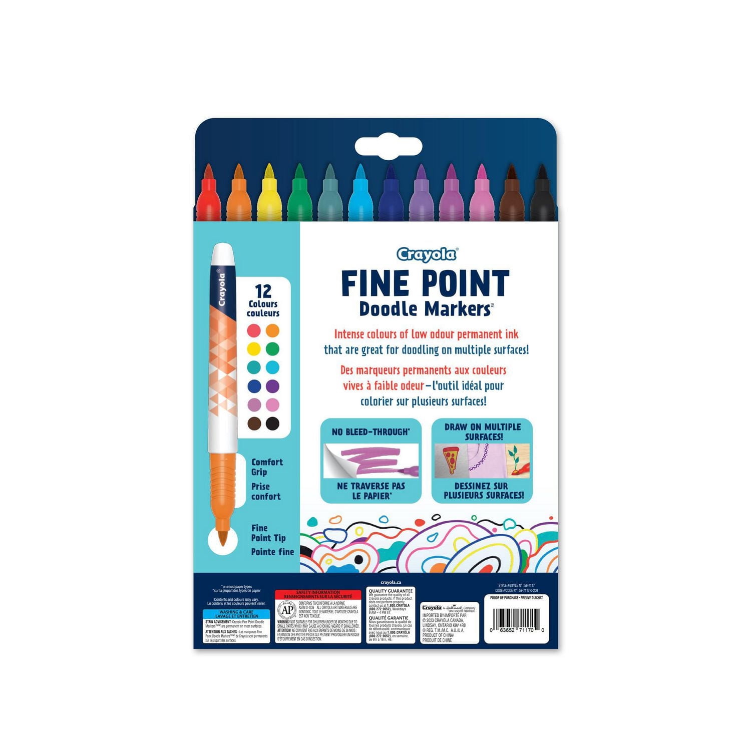 Crayola Fine Point Doodle Markers, 12 Count