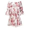 thumbnail image 4 of Ketyyh-chn99 Robes Femmes 2024 Robe d'Été Robe Extensible Robe maxi à Imprimé Floral à Manches Courtes Rouge Melon D\'eau,2TG, 4 of 5