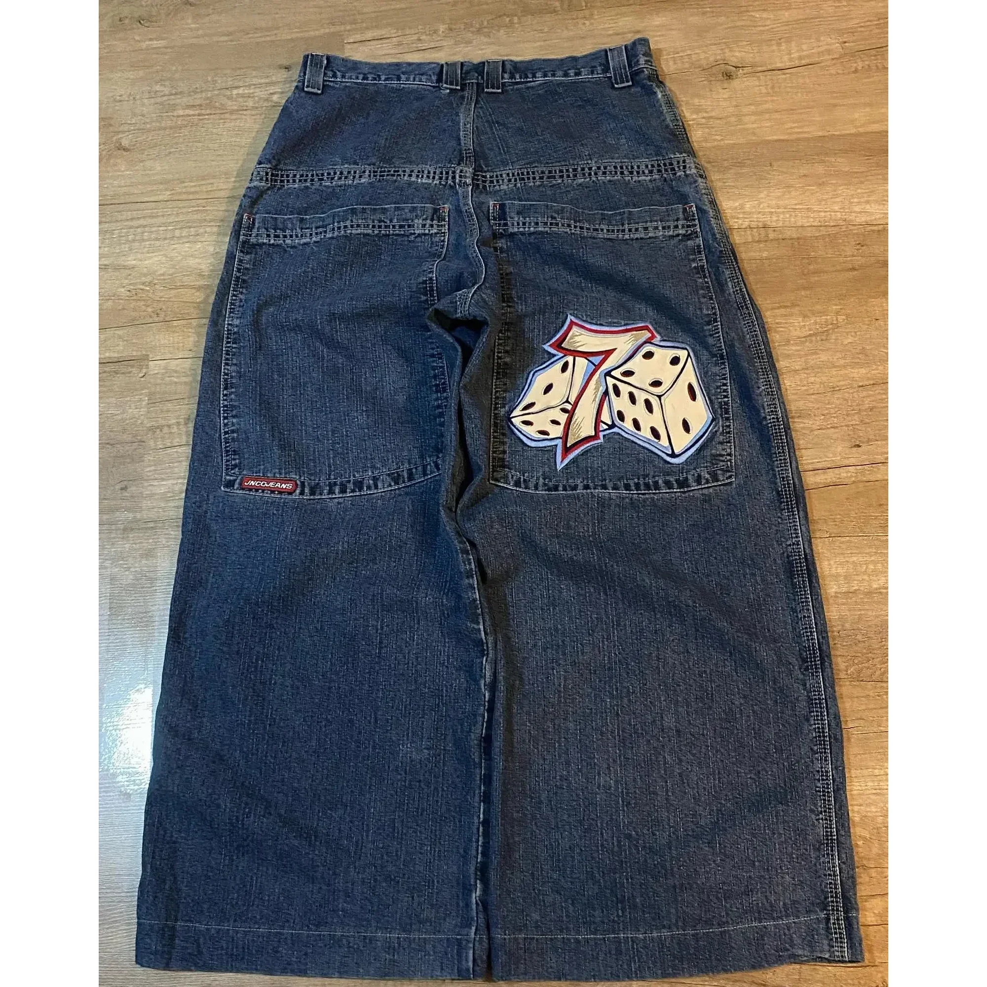 Number 7 Dice Streetwear JNCO Jeans Y2K Hip Hop Graphic