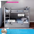 thumbnail image 3 of BEDSMART Solid Wood Full Over Full Bunk Bed With Trundle | Gray, 3 of 5