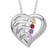 thumbnail image 1 of Personalized Heart Necklace w/ 2-4 Birthstones Custom Engraved Name Pendant A2S5, 1 of 7