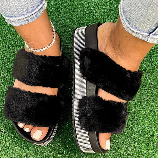LSLJS Femmes Dames Mode Décontractée Plateformes Pantoufles en Cristal Chaussures à Enfiler, Pantoufles pour Femmes