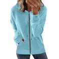 thumbnail image 2 of TIMIFIS Chandail à Capuchon à Manches Longues pour Femmes, Veste de Survêtement Zippée avec Poches - Bleu Pâle - Sfall, 2 of 5