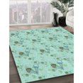 thumbnail image 3 of Ahgly Company Tapis d'Intérieur Lavable en Machine Carré Transitionnel Vert Émeraude, 8 Pieds Carré, 3 of 7