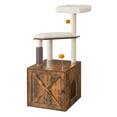 thumbnail image 3 of Feandrea Cat Tree with Litter Box Enclosure, 2-in-1 Modern Cat Tower for Indoor Cats, 52.8-Inch Cat Condo with Self Groomer, Scratching Posts, Washable Cushions, Rustic Brown, 3 of 6