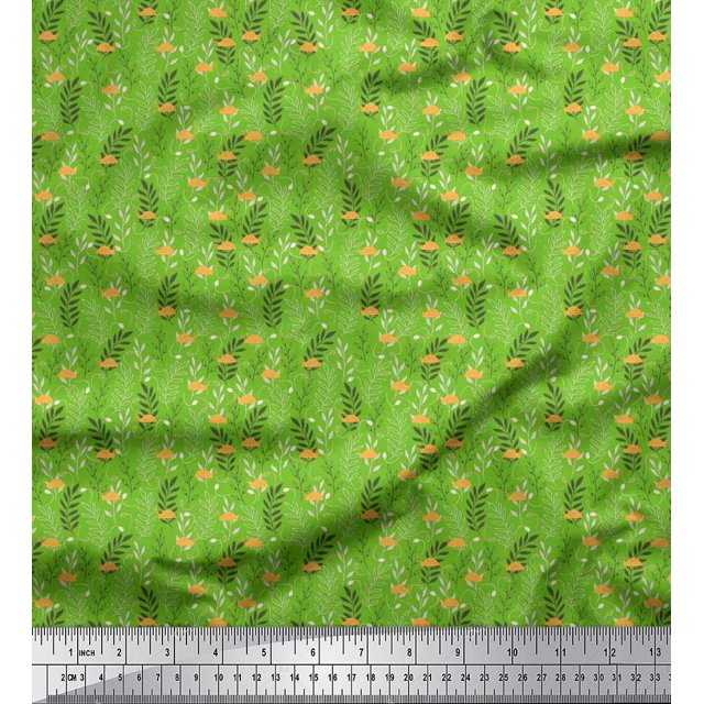 Soimoi Poly Georgette Fabric Moroccan,Stripe & Beetle Insects Printed Fabric 1 Yard 42 Inch Wide