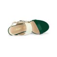thumbnail image 4 of BLISSFUL STEP Slingback Contrast Color Chunky Heel Big Circle Buckle Heeled Sandals Green White 7, 4 of 7