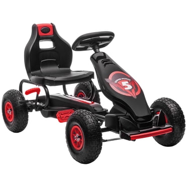 Aosom Kart à Pédales avec Siège Ajustable, Roues en Caoutchouc à Absorption des Chocs, Rouge