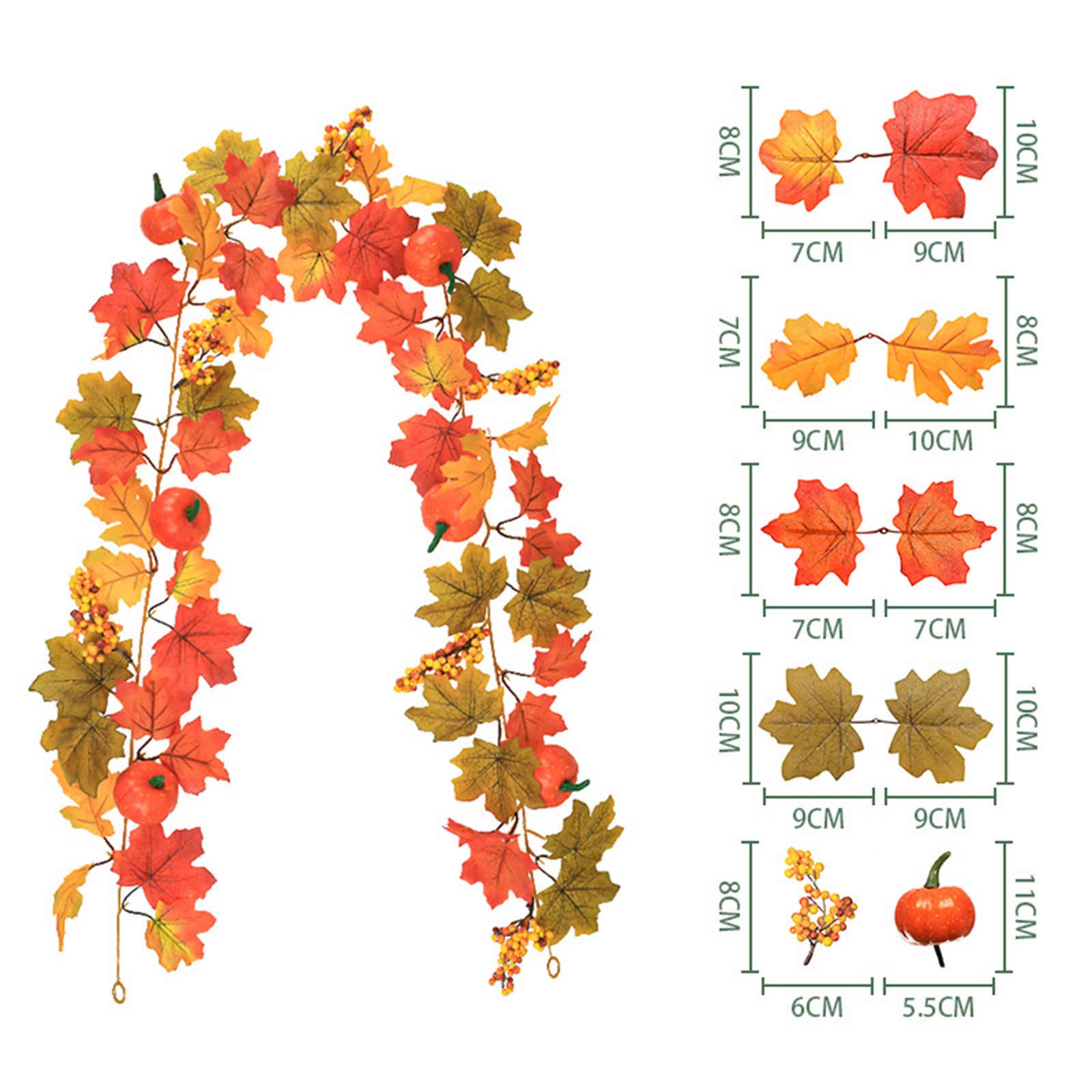 Artificial Maple Leaf Tree 175cm Realistic Silk Foliage With Pumpkin Artificial Maple Leaf Tree 175cm Realistic Silk Foliage With Pumpkin