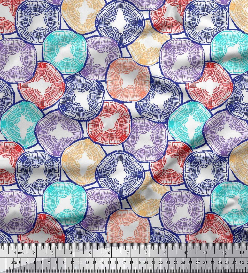 Soimoi Cotton Poplin Fabric Coral Ocean Fabric Prints by Yard 56 Inch Wide