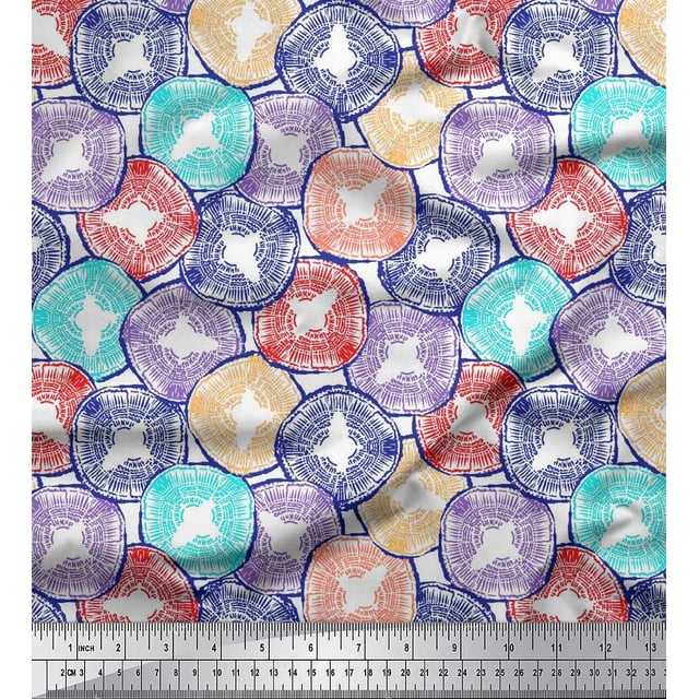 Soimoi Poly Georgette Fabric Coral Ocean Printed Fabric 1 Yard 52 Inch Wide