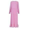 thumbnail image 4 of Kcodviy Nouvelle Robe Saisonnière Musulmane en Lin Décontractée à Col en V Rétro Robe Maxi Décontractée Robes Maxi pour Femmes pour l'Été Surdimensionnée Col Rond à Volants Grande Taille Robes Maxi Ourlet Robe pour Grande Taille Robe Midi d'Été S, 4 of 8